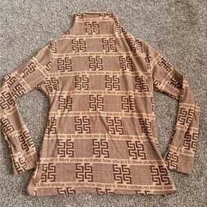 Brown Patterned women Sweater with sparkles
